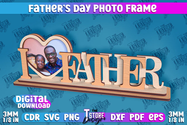 Father’s Day Photo Frame | Grandpa Gift | Home Design | CNC File SVG The T Store Design 