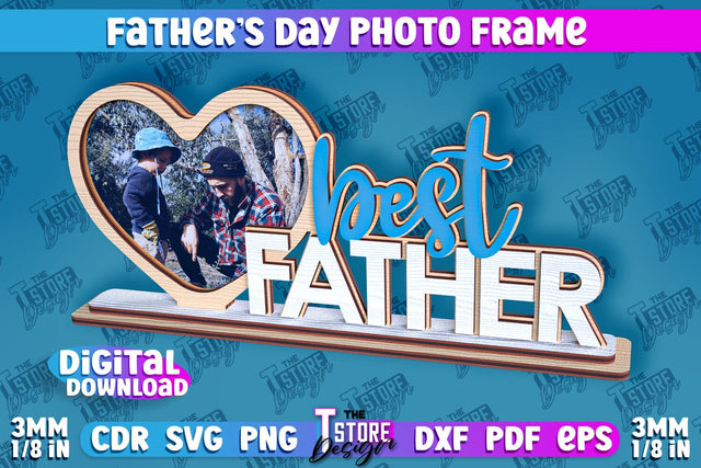 Father’s Day Photo Frame | Grandpa Gift | Home Design | CNC File SVG The T Store Design 
