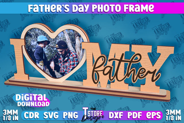 Father’s Day Photo Frame | Grandpa Gift | Home Design | CNC File SVG The T Store Design 