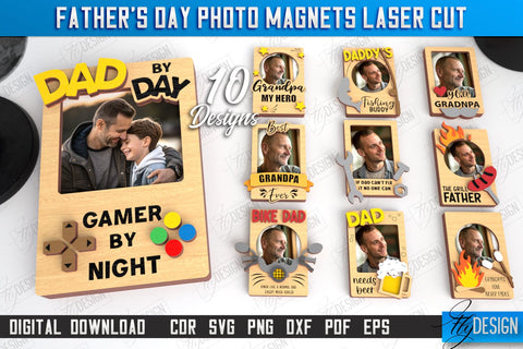 Father’s Day Photo Magnet Bundle | Personalized Photo Magnets | Gift Idea | CNC Files SVG Fly Design 