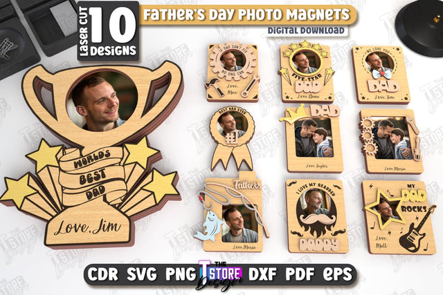 Father’s Day Photo Magnet Bundle | Personalized Photo Magnets | Gift Idea | CNC Files SVG The T Store Design 