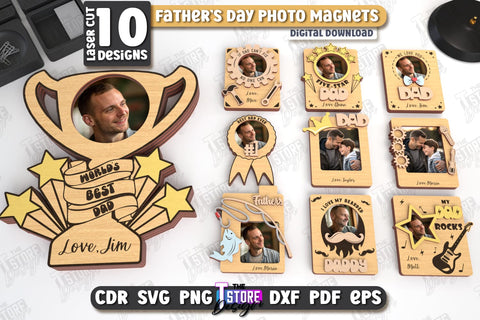 Father’s Day Photo Magnet Bundle | Personalized Photo Magnets | Gift Idea | CNC Files SVG The T Store Design 