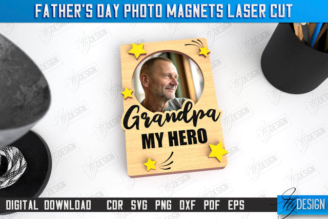 Father’s Day Photo Magnet | Personalized Photo Magnets | Gift Idea | CNC File SVG Fly Design 