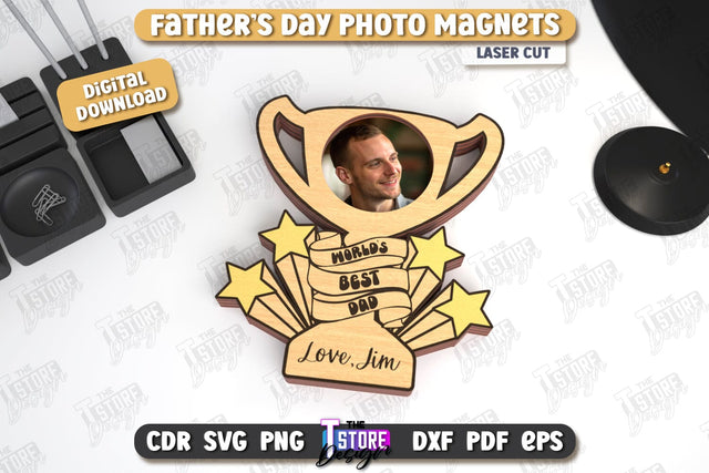 Father’s Day Photo Magnet | Personalized Photo Magnets | Gift Idea | CNC File SVG The T Store Design 