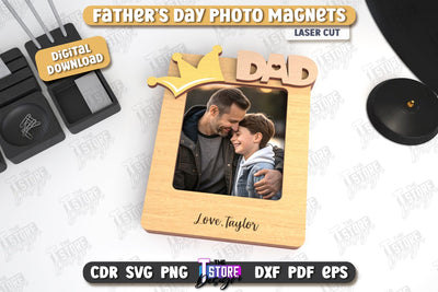 Father’s Day Photo Magnet | Personalized Photo Magnets | Gift Idea | CNC File SVG The T Store Design 