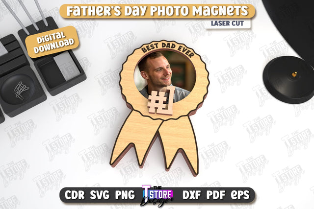 Father’s Day Photo Magnet | Personalized Photo Magnets | Gift Idea | CNC File SVG The T Store Design 