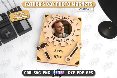 Father’s Day Photo Magnet | Personalized Photo Magnets | Gift Idea | CNC File SVG The T Store Design 