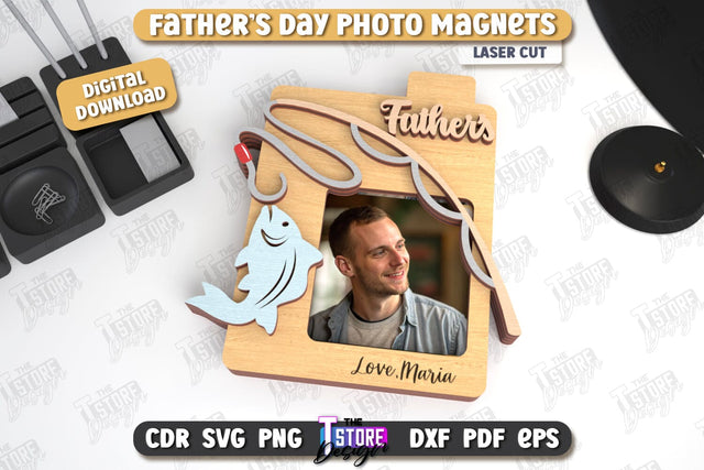 Father’s Day Photo Magnet | Personalized Photo Magnets | Gift Idea | CNC File SVG The T Store Design 