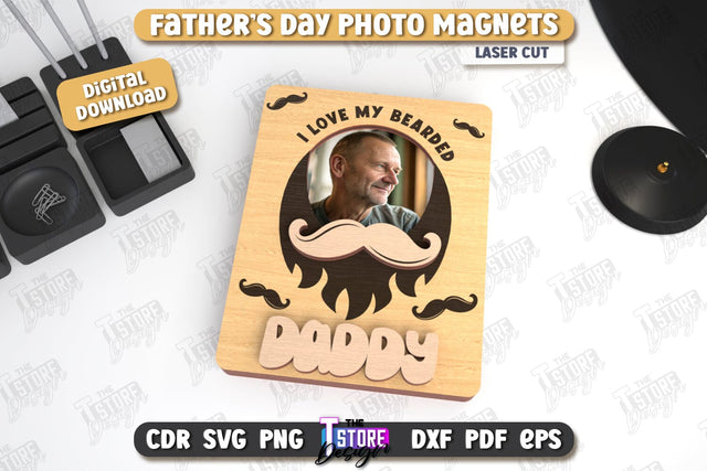 Father’s Day Photo Magnet | Personalized Photo Magnets | Gift Idea | CNC File SVG The T Store Design 
