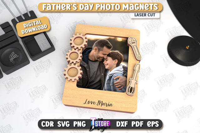 Father’s Day Photo Magnet | Personalized Photo Magnets | Gift Idea | CNC File SVG The T Store Design 