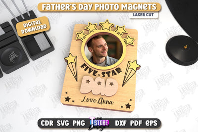 Father’s Day Photo Magnet | Personalized Photo Magnets | Gift Idea | CNC File SVG The T Store Design 
