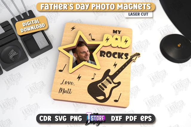 Father’s Day Photo Magnet | Personalized Photo Magnets | Gift Idea | CNC File SVG The T Store Design 