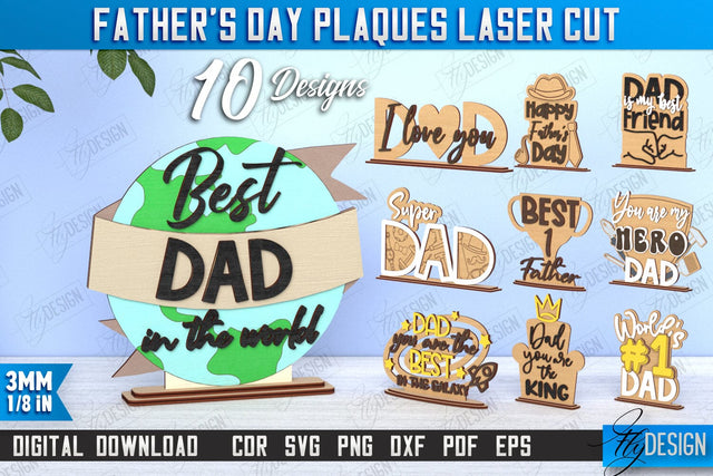 Father's Day Plaques Bundle | Gift for Grandpa | Father's Day Signs | Father's Day Stand | CNC Files SVG Fly Design 