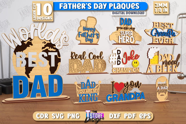 Father's Day Plaques Bundle | Gift for Grandpa | Father's Day Signs | Father's Day Stand | CNC Files SVG The T Store Design 
