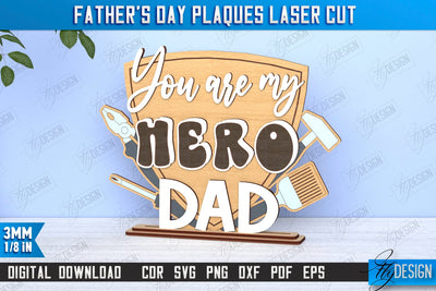 Father's Day Plaques | Gift for Grandpa | Father's Day Signs | Father's Day Stand | CNC File SVG Fly Design 