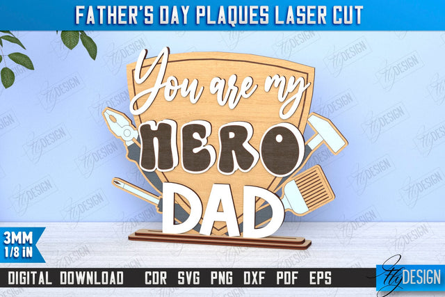 Father's Day Plaques | Gift for Grandpa | Father's Day Signs | Father's Day Stand | CNC File SVG Fly Design 
