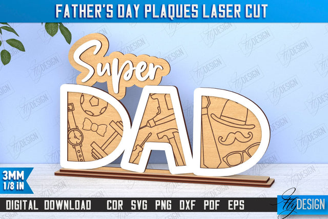 Father's Day Plaques | Gift for Grandpa | Father's Day Signs | Father's Day Stand | CNC File SVG Fly Design 