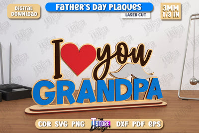 Father's Day Plaques | Gift for Grandpa | Father's Day Signs | Father's Day Stand | CNC File SVG The T Store Design 