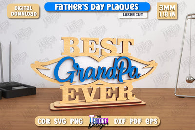 Father's Day Plaques | Gift for Grandpa | Father's Day Signs | Father's Day Stand | CNC File SVG The T Store Design 