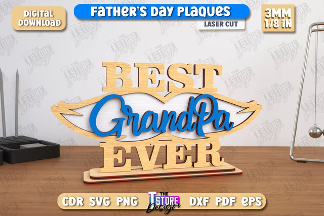 Father's Day Plaques | Gift for Grandpa | Father's Day Signs | Father's Day Stand | CNC File SVG The T Store Design 