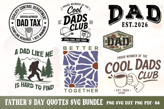 Father's Day Png Bundle Funny Dad Quotes Best Dad Ever Club Daddy Saurus Rad Dad Gift For Dad First Fathers Day Sublimation Designs SVG FiveStarCrafting 