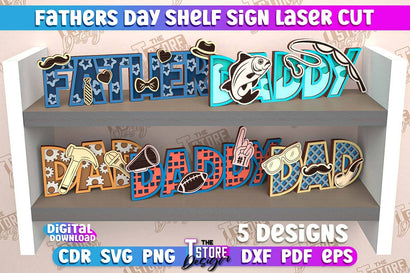 Father’s Day Shelf Sign Bundle | 3D Shelf Sign | Gift for Grandpa | CNC Files SVG The T Store Design 