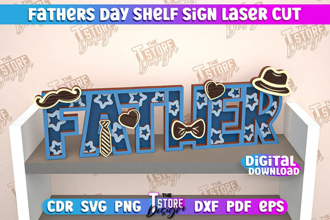 Father’s Day Shelf Sign Bundle | 3D Shelf Sign | Gift for Grandpa | CNC Files SVG The T Store Design 