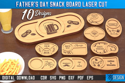 Father's Day Snack Board Laser Cut Bundle | Beer Snack Board | Snack Tray | CNC Files SVG Fly Design 