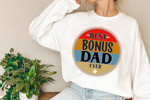 Fathers day sublimation designs download, Best bonus dad ever retro shirt design, bonus dad shirt design, fathers birthday gift step dad png Sublimation Jagonath Roy 