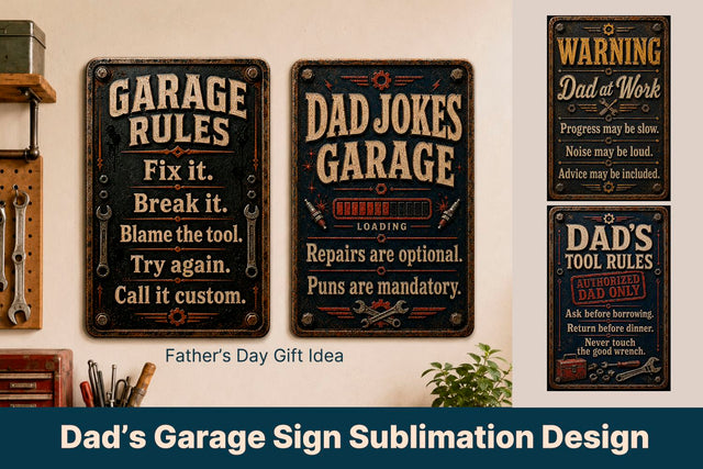 Fathers day sublimation, Funny Dad Garage Signs PNG Sublimation KMarinaDesign 