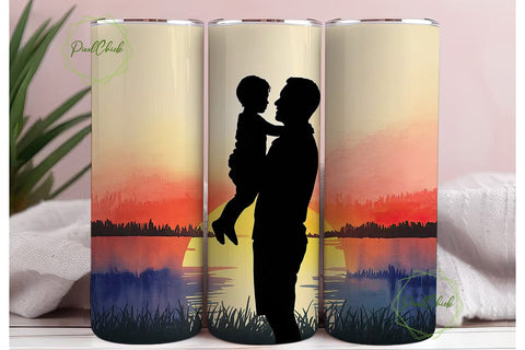 Father's Day Sunset 20oz Tumbler Wrap Sublimation PixelChick 
