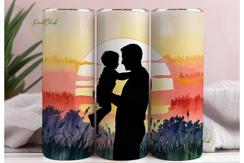 Father's Day Sunset 20oz Tumbler Wrap Sublimation PixelChick 