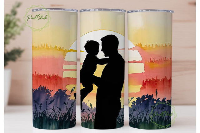Father's Day Sunset 20oz Tumbler Wrap Sublimation PixelChick 