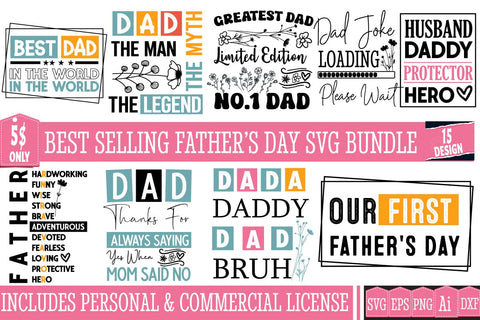 Father's Day SVG Bundle,Father's Day SVG Design,Dad SVG Bundle,Daddy SVG Bundle,Father's Day Sublimation PNG,Father's Day Quotes SVG BlackCatsMedia 