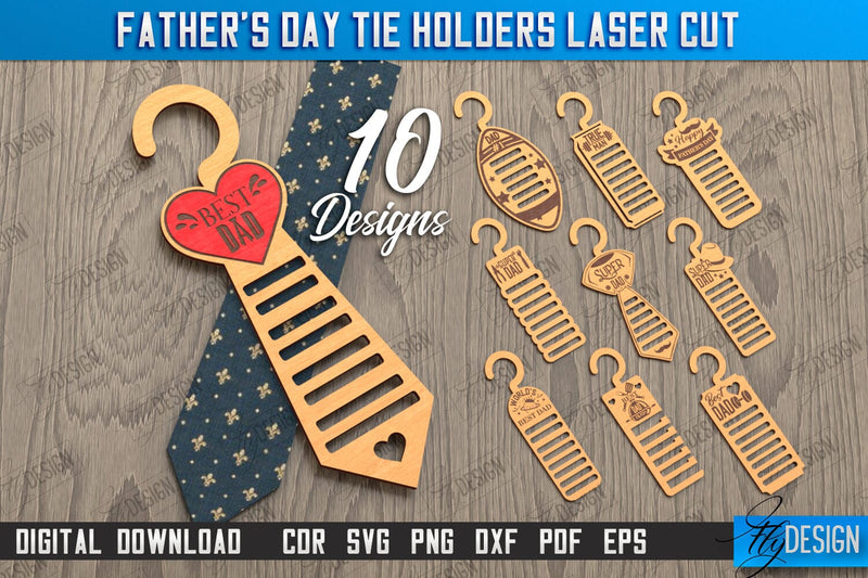Father's Day Tie Holders Bundle | Tie Hanger | Gift Idea | Gift for Grandpa | CNC Files SVG Fly Design 