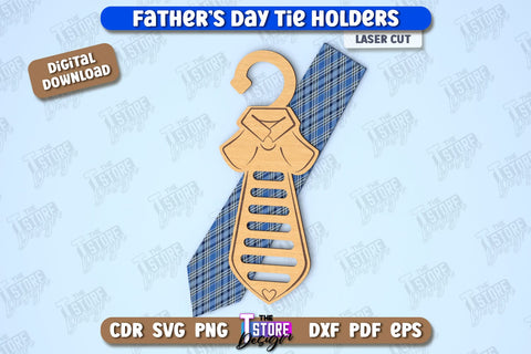 Father's Day Tie Holders Bundle | Tie Hanger | Gift Idea | Gift for Grandpa | CNC Files SVG The T Store Design 
