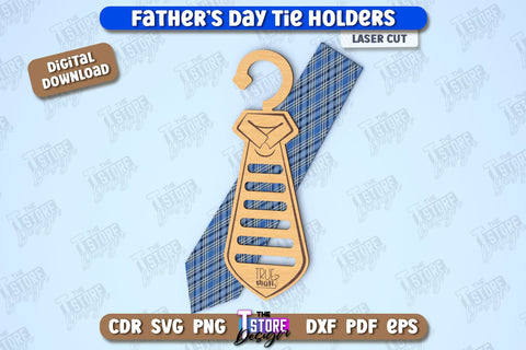 Father's Day Tie Holders Bundle | Tie Hanger | Gift Idea | Gift for Grandpa | CNC Files SVG The T Store Design 