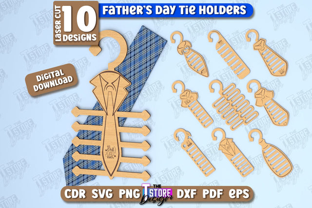 Father's Day Tie Holders Bundle | Tie Hanger | Gift Idea | Gift for Grandpa | CNC Files SVG The T Store Design 