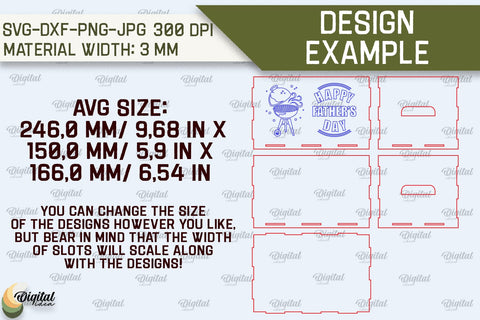 Father's Day Treats Box Laser Cut. 3D Wooden Treats Box SVG SVG Evgenyia Guschina 