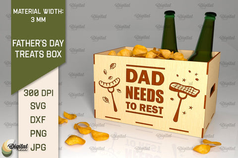Father's Day Treats Box Laser Cut. 3D Wooden Treats Box SVG SVG Evgenyia Guschina 