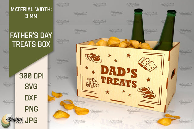 Father's Day Treats Box Laser Cut. 3D Wooden Treats Box SVG SVG Evgenyia Guschina 