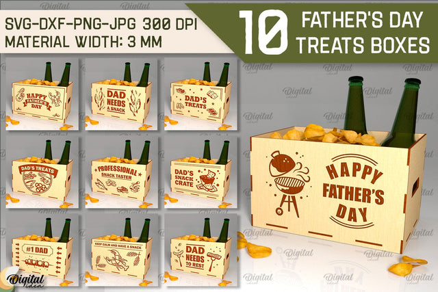 Father's Day Treats Boxes Laser Cut Bundle. 3D Wooden Treats Boxes SVG SVG Evgenyia Guschina 