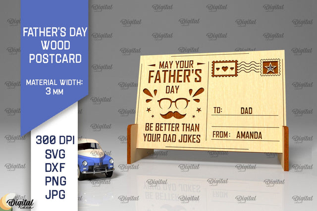 Father's Day Wood Postcard Laser Cut. 3D Greeting Card SVG SVG Evgenyia Guschina 