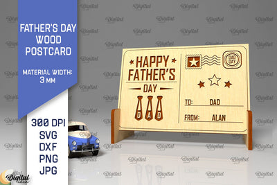 Father's Day Wood Postcard Laser Cut. 3D Greeting Card SVG SVG Evgenyia Guschina 