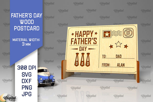 Father's Day Wood Postcard Laser Cut. 3D Greeting Card SVG SVG Evgenyia Guschina 