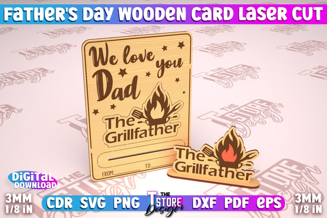Father’s Day Wooden Card | Greeting Cards | Gift for Grandpa | CNC File SVG The T Store Design 