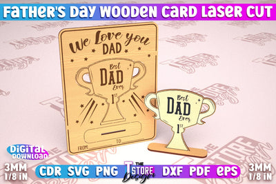 Father’s Day Wooden Card | Greeting Cards | Gift for Grandpa | CNC File SVG The T Store Design 