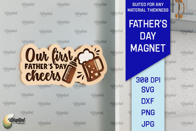 Father's Day Wooden Magnet Laser Cut. Gift for Dad SVG SVG Evgenyia Guschina 
