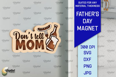 Father's Day Wooden Magnet Laser Cut. Gift for Dad SVG SVG Evgenyia Guschina 