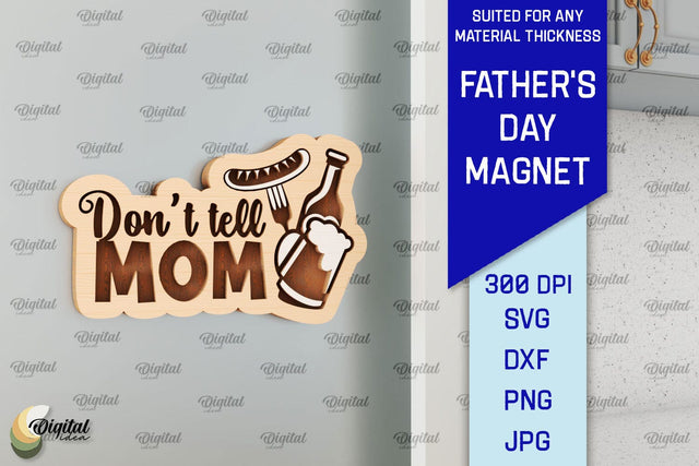 Father's Day Wooden Magnet Laser Cut. Gift for Dad SVG SVG Evgenyia Guschina 